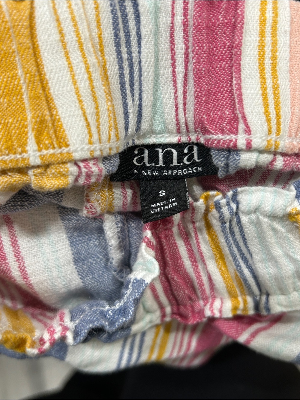 a.n.a Striped Wide Leg Linen Blend Paper Bag Waist Pants, Small Boho Beachy - Picture 2 of 7